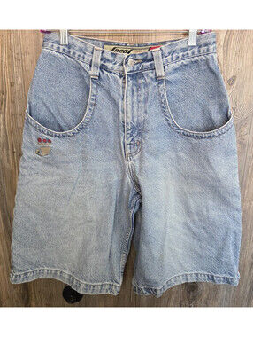 VTG 90s JNCO Denim Jean Shorts Basic Four 3 Dot Crown Size 30 (28x12) USA Made